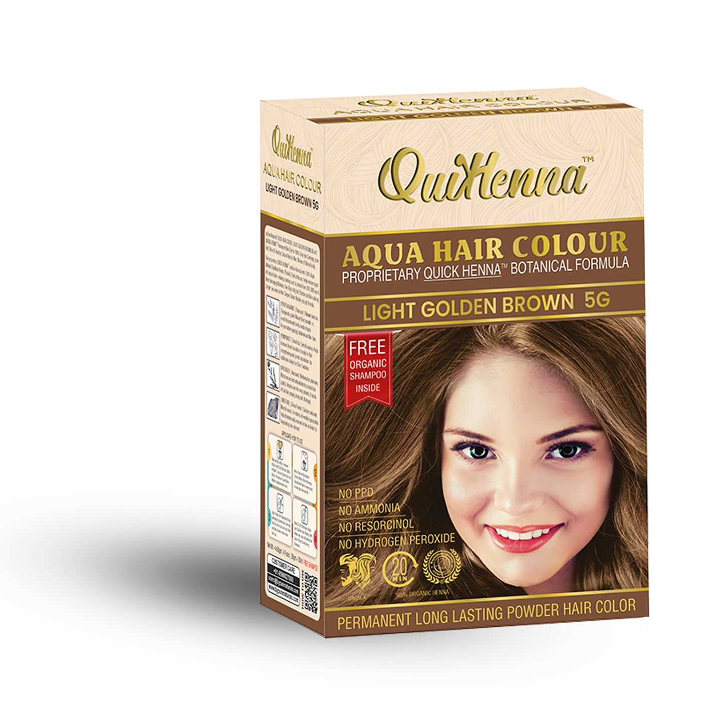 QuikHenna Aqua Safe Powder Hair Colour light golden brown