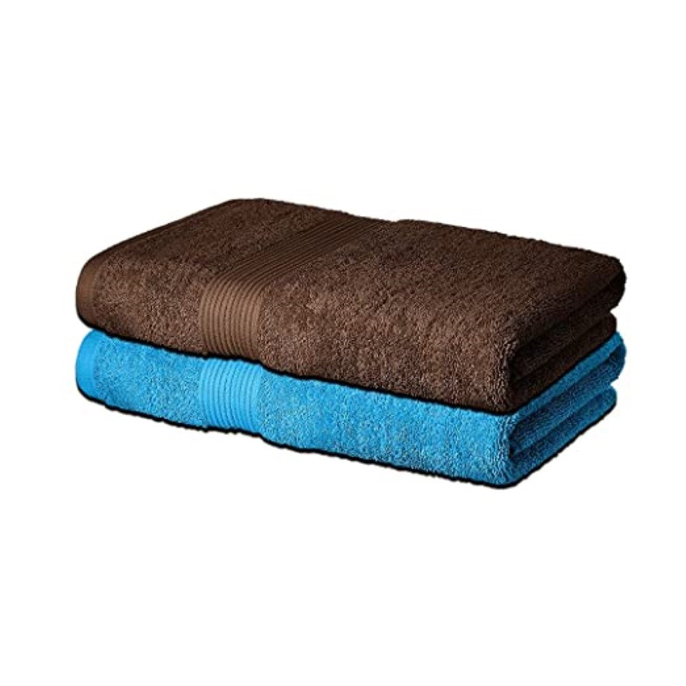 bypurenaturals 100% cotton bath towel ultra soft Blue dark brown