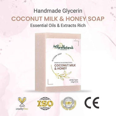 byPureNaturals SLS & Paraben Free Coconut Milk & Honey Soap- 125gm