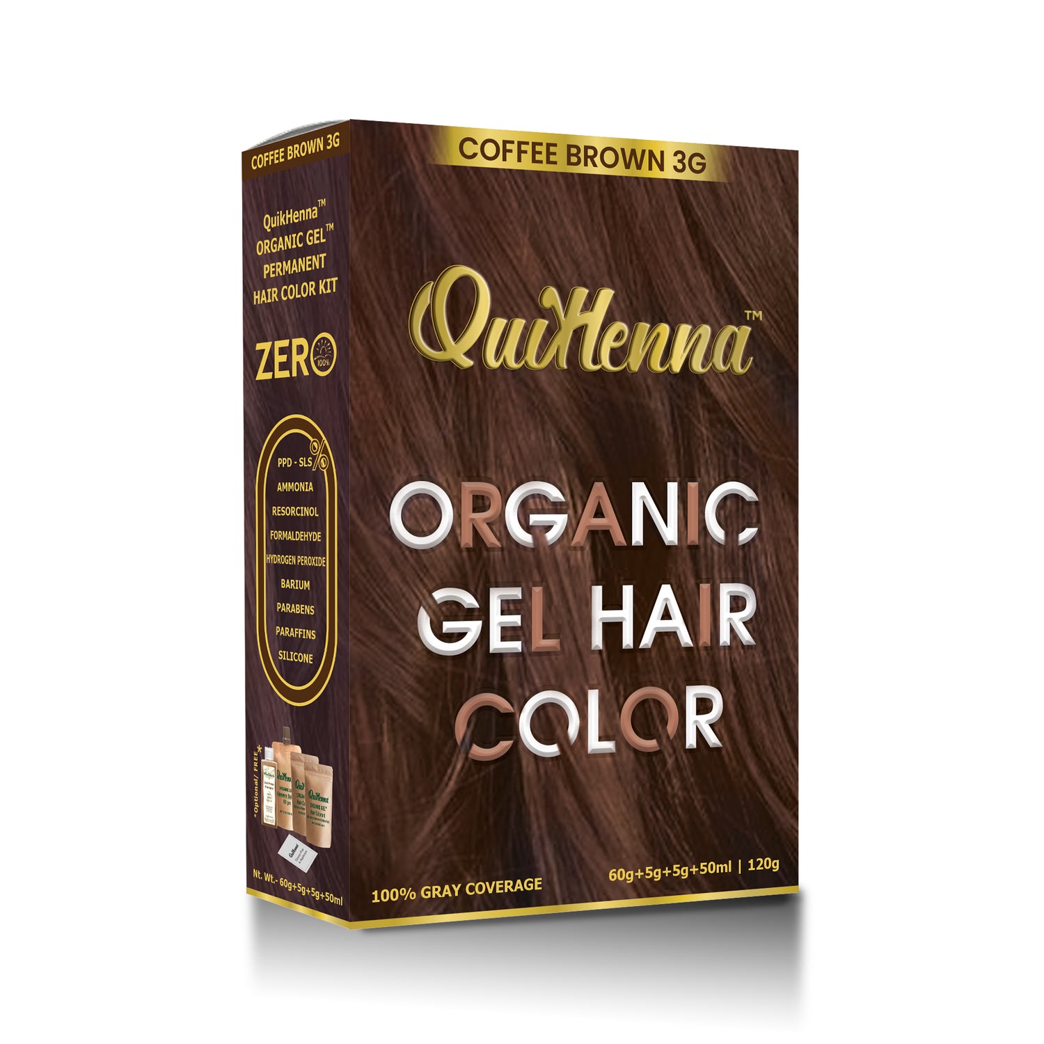 QuikHenna Organic Gel Hair Colour for men and women coffee brown ammonia and ppd free color