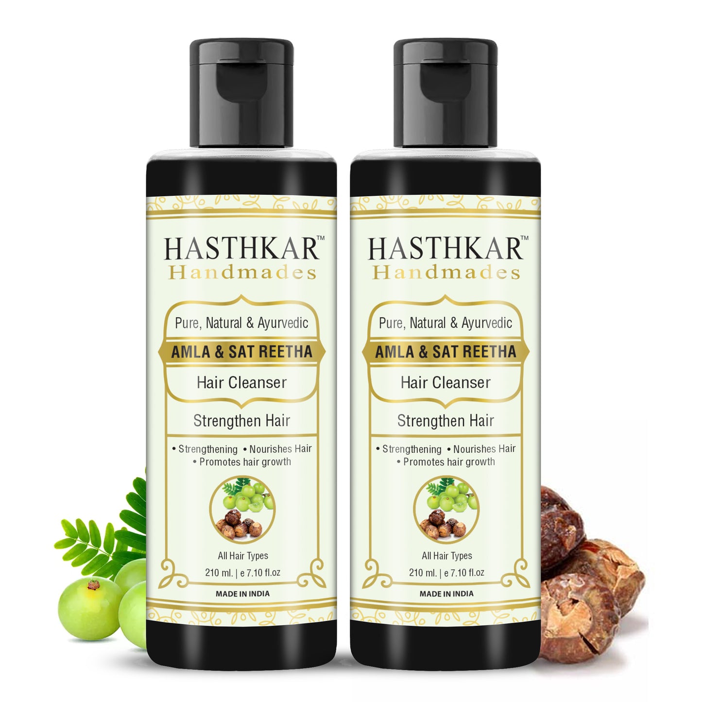 Hasthkar handmades amla sat reetha hair cleanser shampoo men women pack of 2