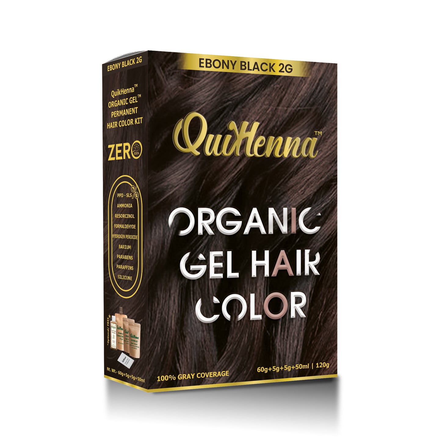 QuikHenna Organic Gel Hair Colour for men and women ebony black ammonia and ppd free color