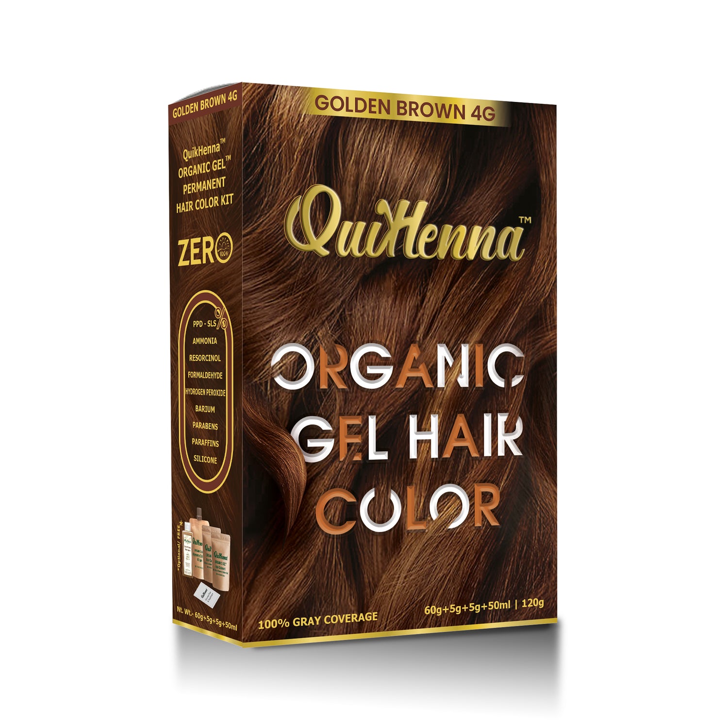 QuikHenna Organic Gel Hair Colour for men and women golden brown ammonia and ppd free color