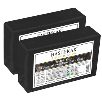 Hasthkar SLS & Paraben Free Charcoal Glycerine Soap Base Bar- 450gm (Pack of 2)