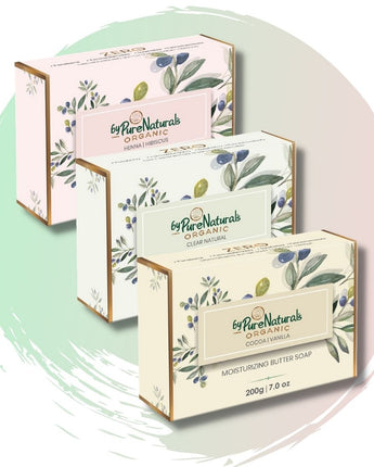 Organic Soap Combo Hibiscus, Cocoa vanilla & Clear Natural