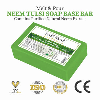 Hasthkar SLS & Paraben Free Neem Tulsi Glycerine Soap Base Bar- 450 Gm