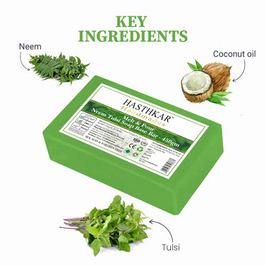 Hasthkar SLS & Paraben Free Neem Tulsi Glycerine Soap Base Bar- 450 Gm