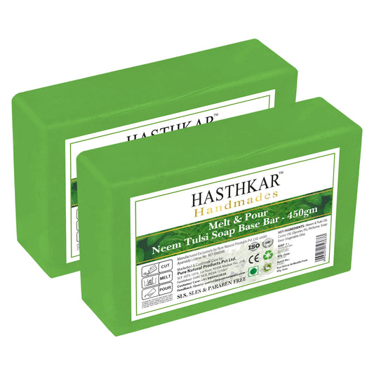 Hasthkar Handmades Soap Base Bar Neem Tulsi 450gm Pack of 2