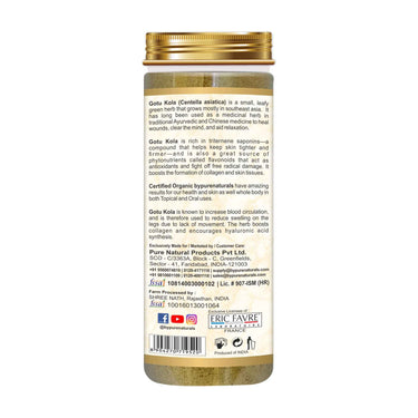 byPureNaturals 100% Organic Gotu Kola Powder- 100 Gm