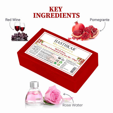 Hasthkar SLS & Paraben Free Red Wine with Pomegranate Glycerine Soap Base Bar- 450gm (Pack of 2)