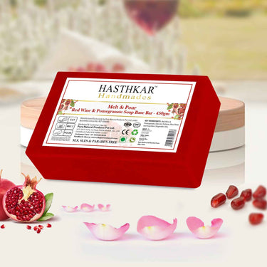 Hasthkar SLS & Paraben Free Red Wine with Pomegranate Glycerine Soap Base Bar- 450gm (Pack of 2)