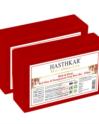 Hasthkar Handmades Soap Base Bar For Soap Making Red Wine With Pomegranate Extract Melt & Pour Clear Transparent SLS & SLES Paraben Free Pack of 2
