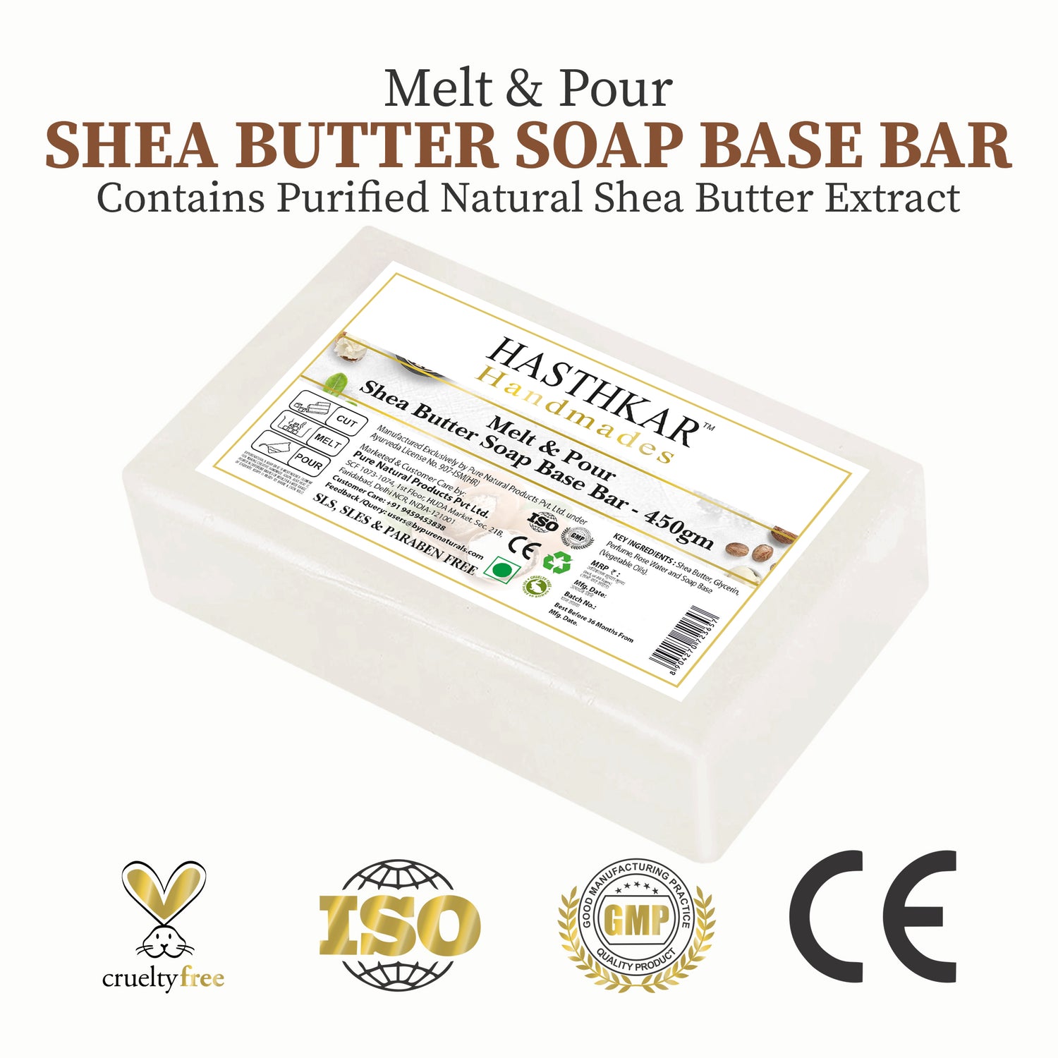 Hasthkar Handmades Soap Base Bar Shea Butter 450gm-1