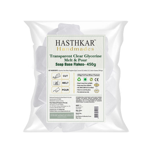 Hasthkar Handmades Clear Glycerine Soap Base Flakes 450Gm