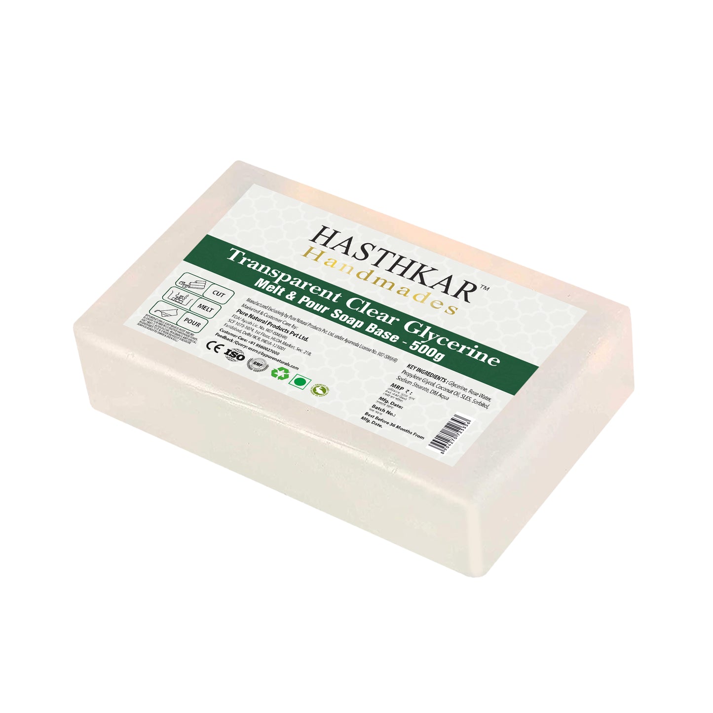 Hasthkar Handmades Clear Glycerine Pour & Melt Soap Base 500Gm Pack of 2-1