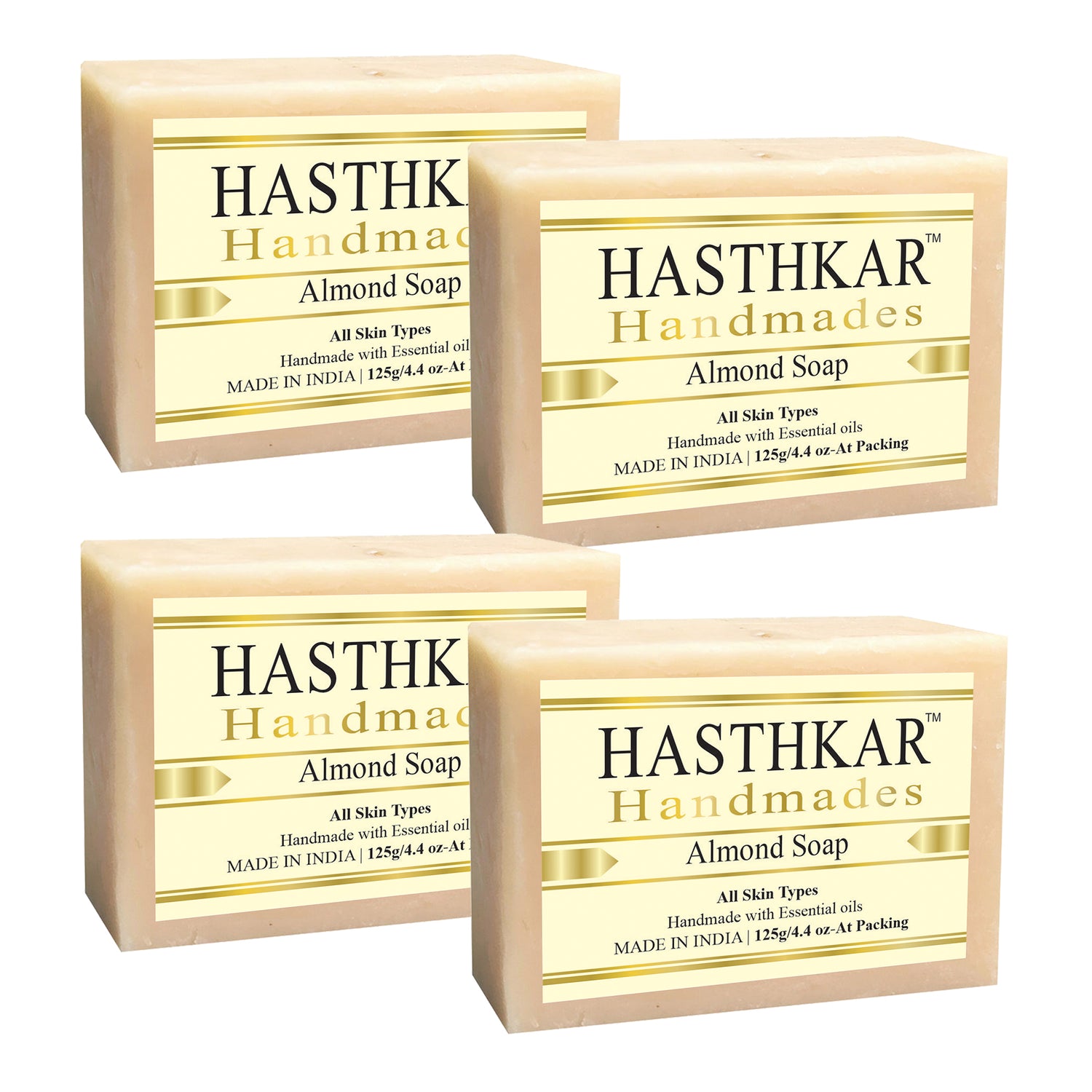 Hasthkar handmades Almond bathing soap men and women pack of 4