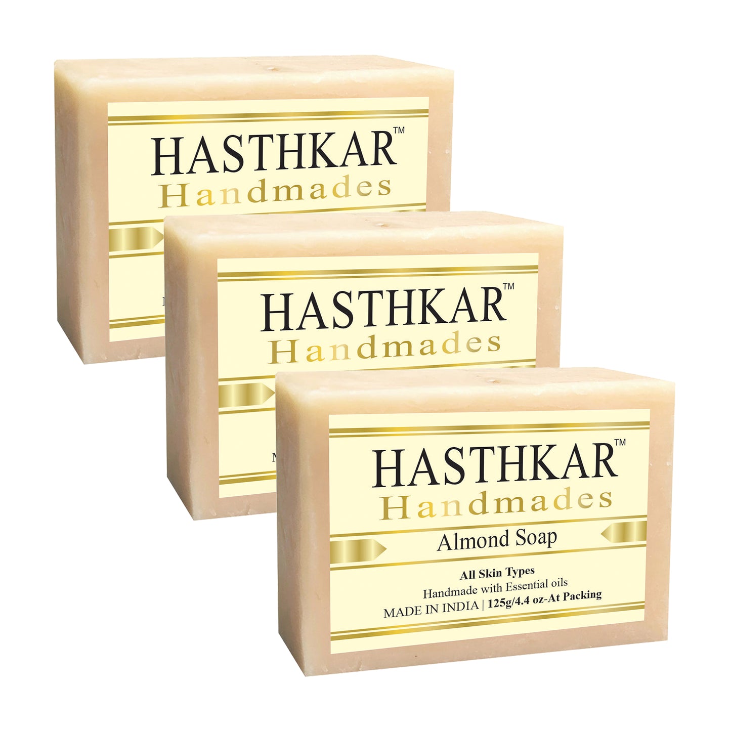 Hasthkar handmades Almond bathing soap men and women pack of 3