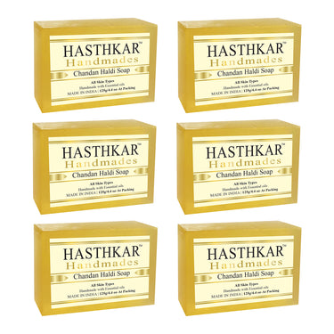 Hasthkar Handmade Glycerine Chandan Haldi Soap- 125gm - BuyPureNaturals