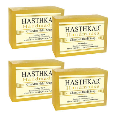 Hasthkar Handmade Glycerine Chandan Haldi Soap- 125gm - BuyPureNaturals