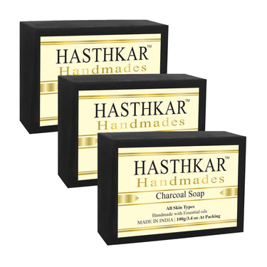 Hasthkar Handmade Glycerine Charcoal Soap- 100gm - BuyPureNaturals