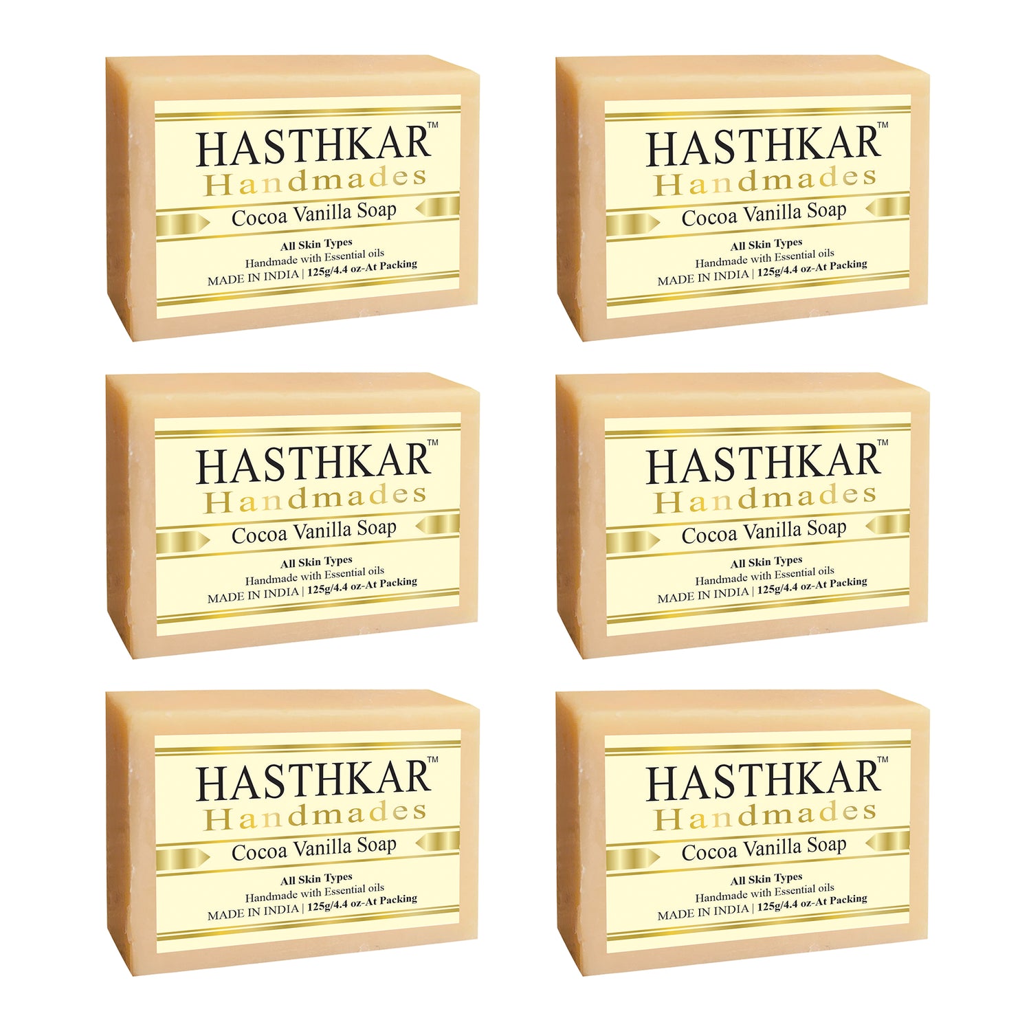 Hasthkar handmades cocoa vanilla bathing soap men women pack of 6