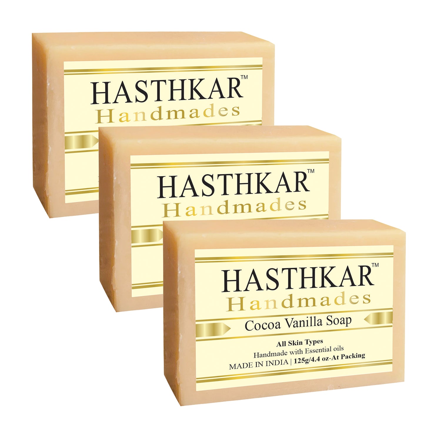 Hasthkar handmades cocoa vanilla bathing soap men women pack of 3