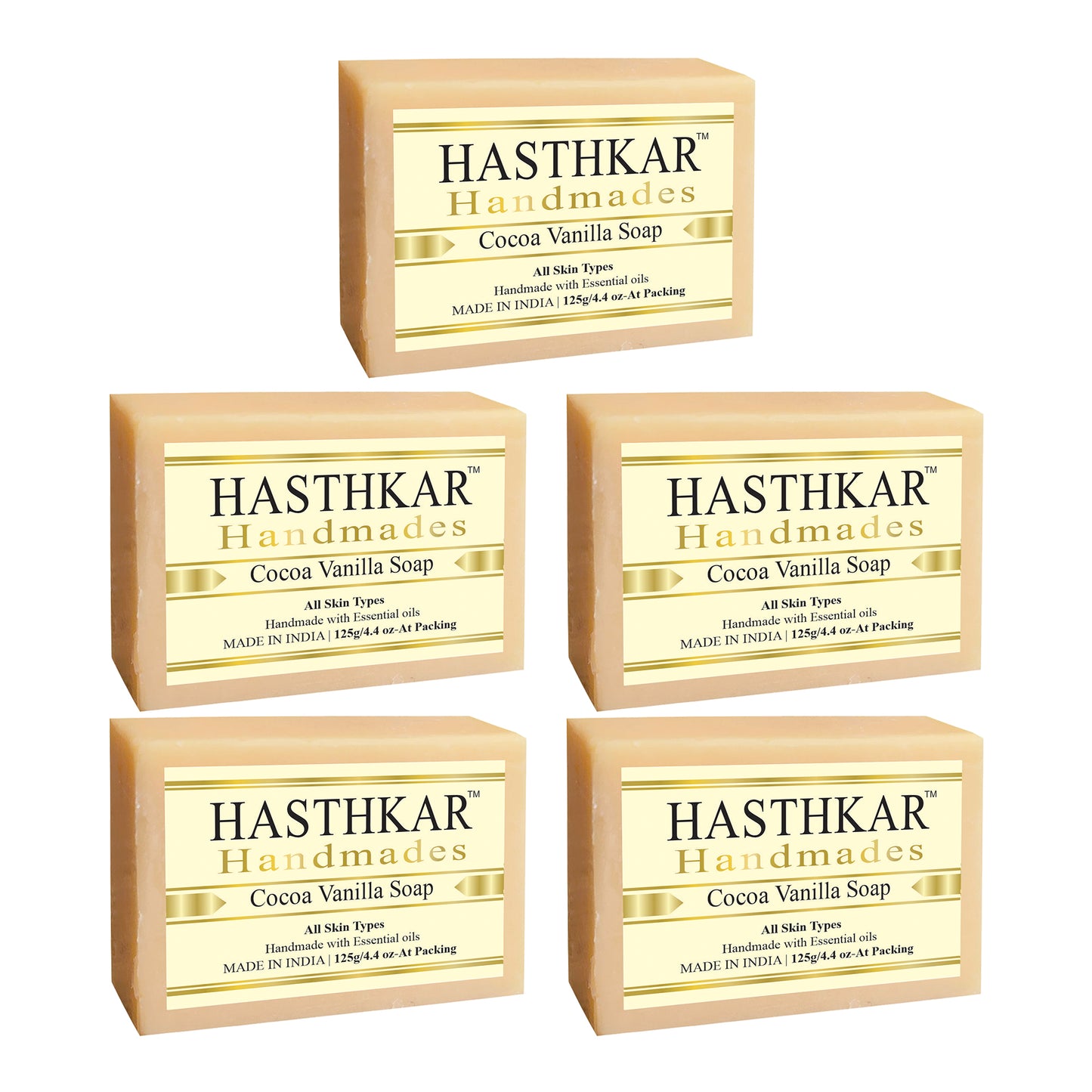 Hasthkar handmades cocoa vanilla bathing soap men women pack of 5