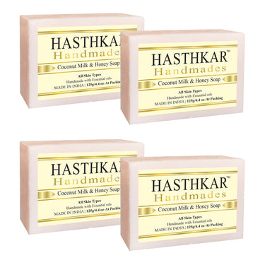 Hasthkar Handmade Glycerine Coconut Milk & Honey Soap- 125gm - BuyPureNaturals
