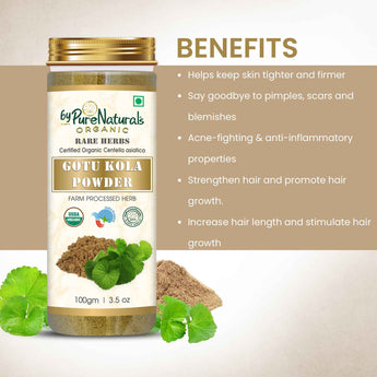 byPureNaturals 100% Organic Gotu Kola Powder- 100 Gm
