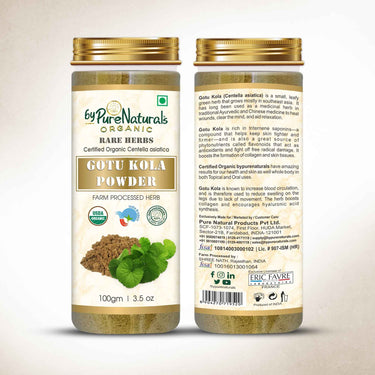 byPureNaturals 100% Organic Gotu Kola Powder- 100 Gm