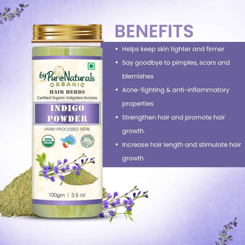 byPureNaturals 100% Organic Indigo Powder- 100 Gm