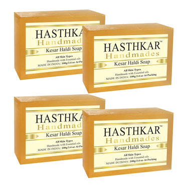 Hasthkar Handmade Glycerine Kesar Haldi Soap- 100gm - BuyPureNaturals