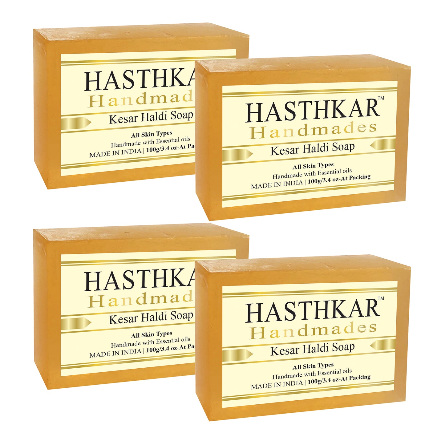 Hasthkar handmades kesar haldi bathing soap men women pack of 4