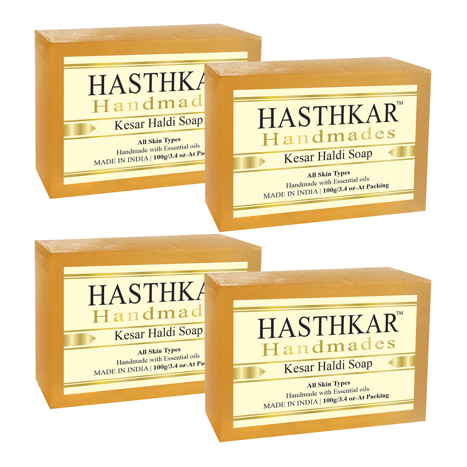 Hasthkar handmades kesar haldi bathing soap men women pack of 4