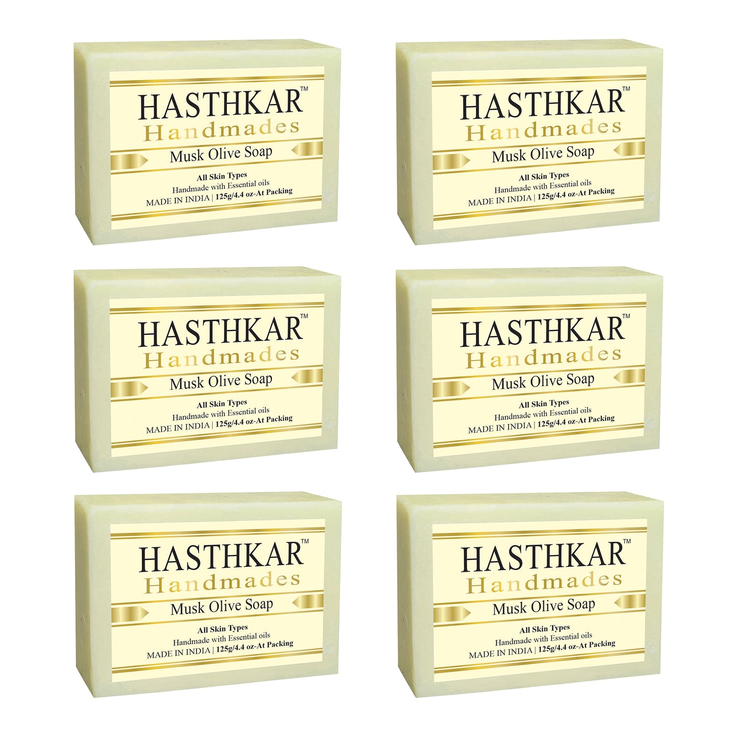 Hasthkar handmades musk oilve bathing soap men women pack of 6