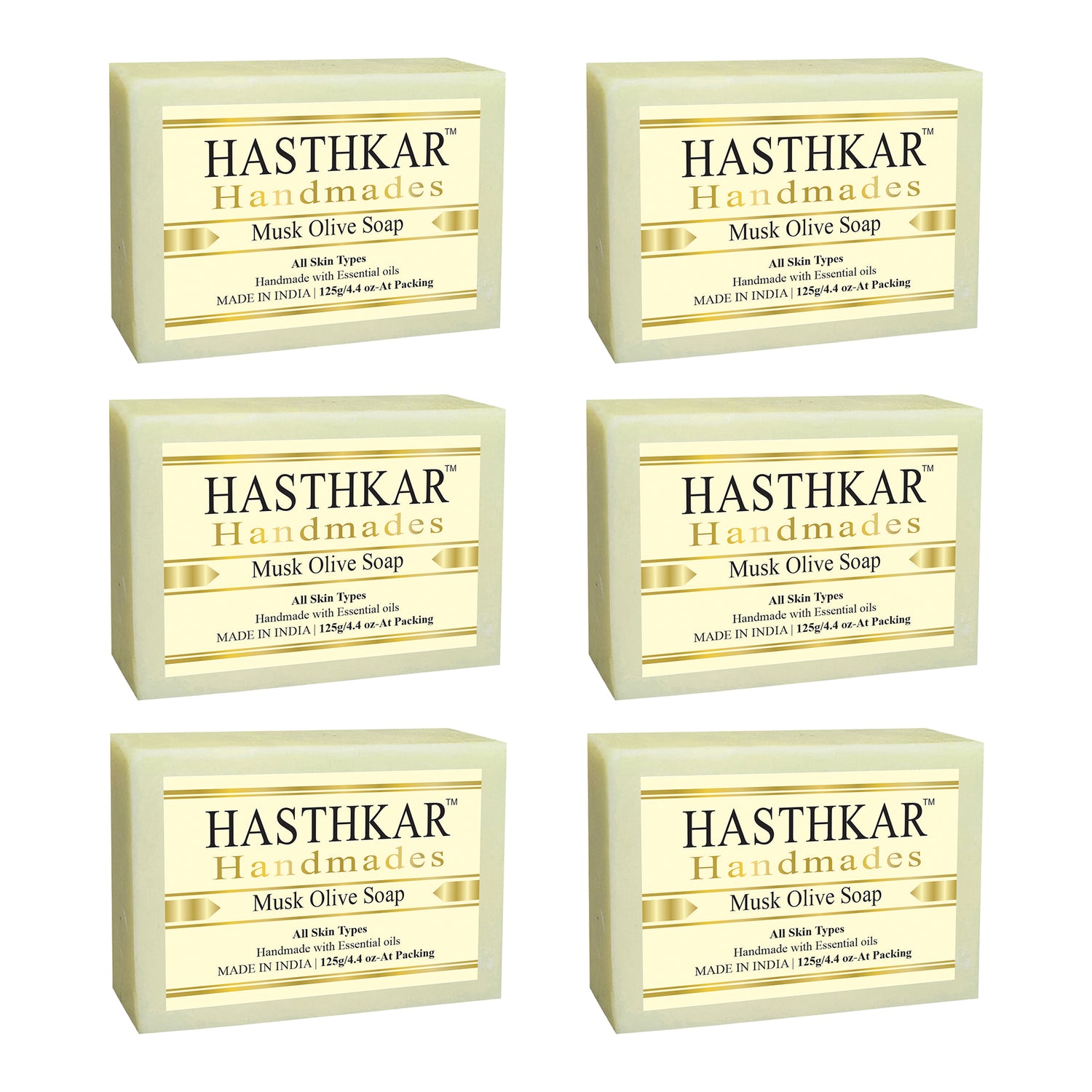 Hasthkar handmades musk oilve bathing soap men women pack of 6