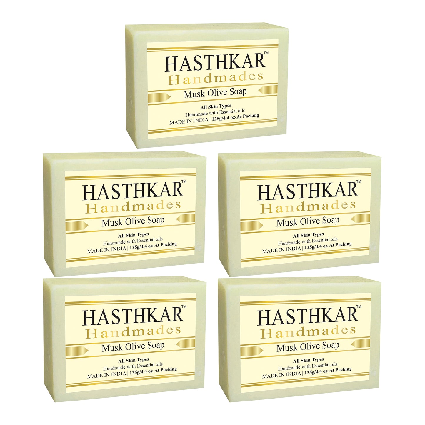 Hasthkar handmades musk oilve bathing soap men women pack of 5