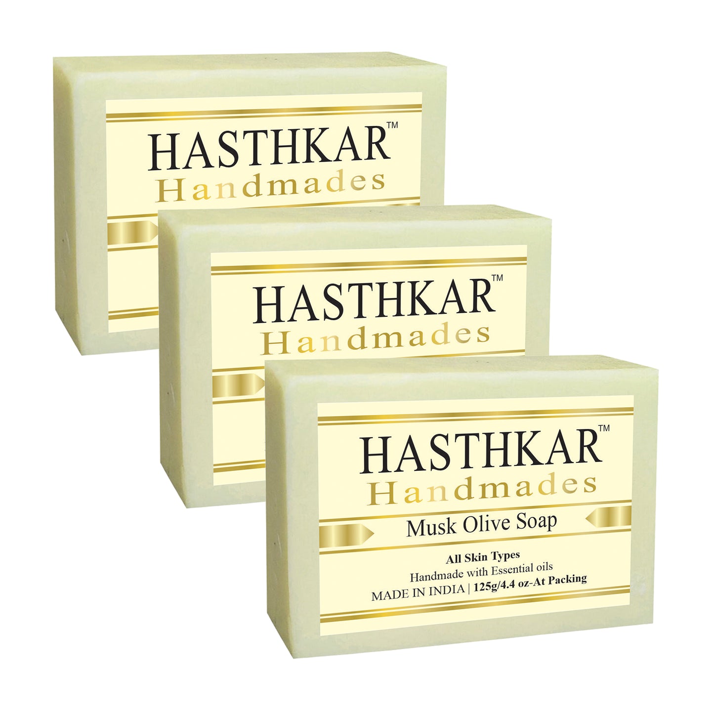 Hasthkar handmades musk oilve bathing soap men women pack of 3