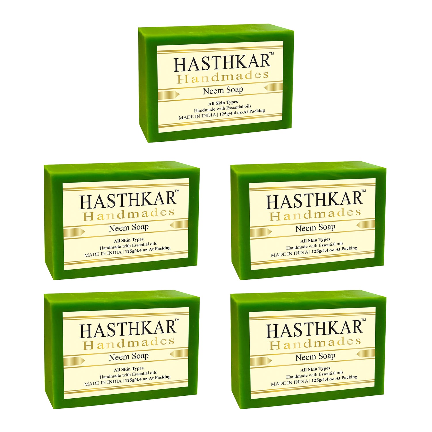 Hasthkar handmades neem bathing soap men women pack of 5