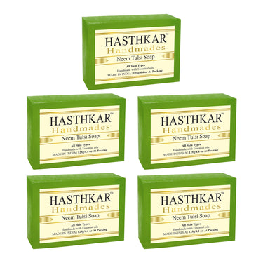 Hasthkar Handmade Glycerine Neem Tulsi Soap- 125gm - BuyPureNaturals