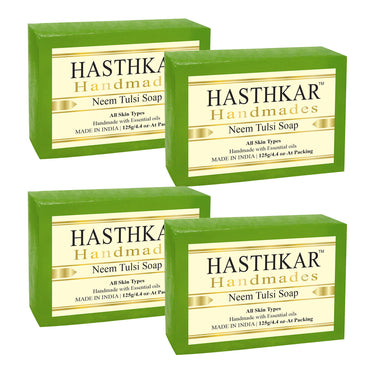 Hasthkar Handmade Glycerine Neem Tulsi Soap- 125gm - BuyPureNaturals
