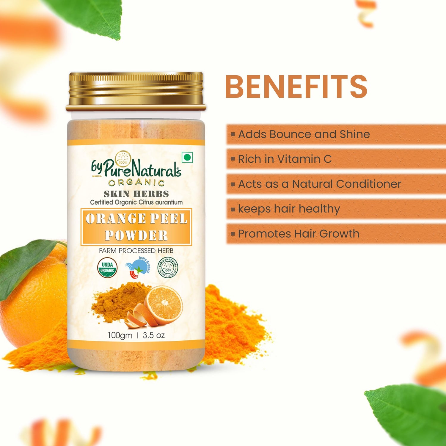 Organic Orange Peel Herb Powder byPureNaturals-1