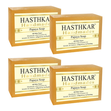 Hasthkar Handmade Glycerine Papaya Soap- 125gm - BuyPureNaturals