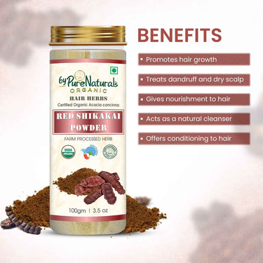 byPureNaturals 100% Organic Red Shikakai Powder- 100 Gm