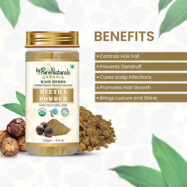 byPureNaturals 100% Organic Reetha Powder- 125 Gm