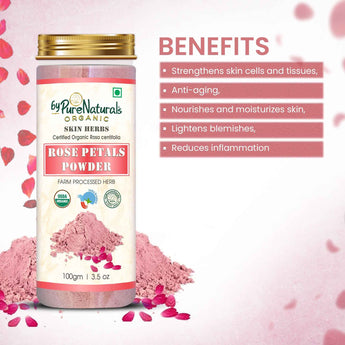 byPureNaturals 100% Organic Rose Petals Powder- 100 Gm