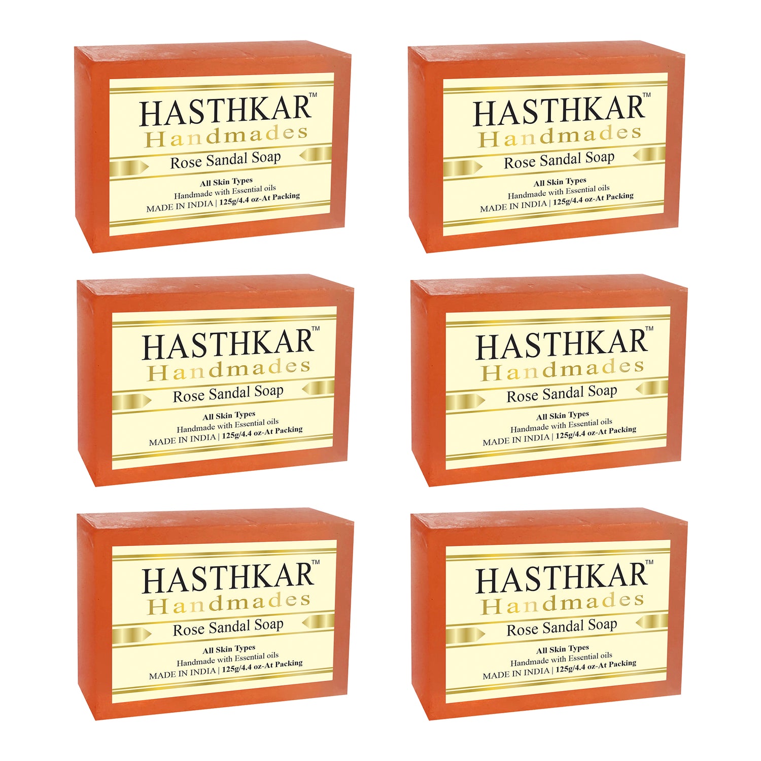 Hasthkar handmades rose sandal bathing soap men and women pack of 6