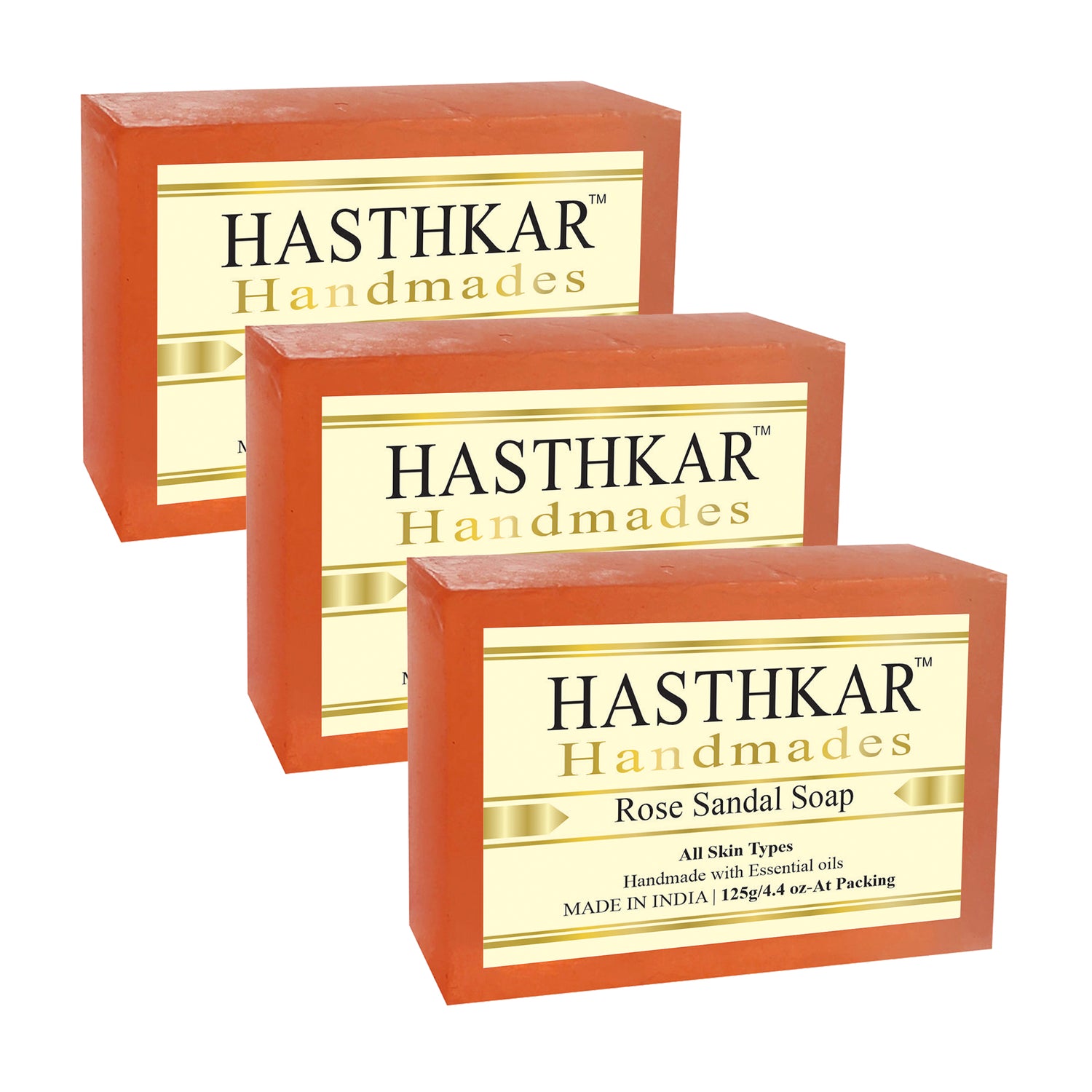 Hasthkar handmades rose sandal bathing soap men and women pack of 3