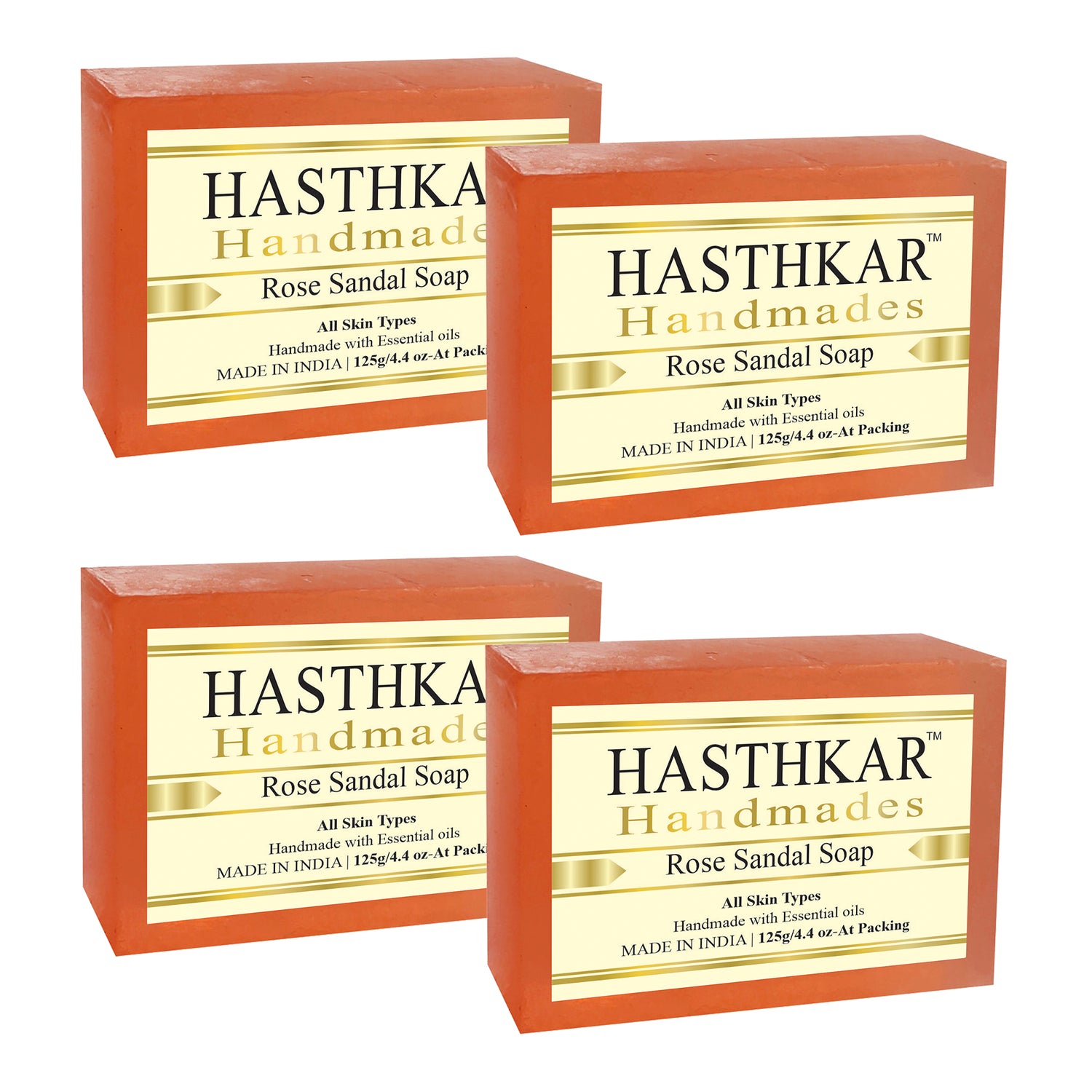 Hasthkar handmades rose sandal bathing soap men and women pack of 4