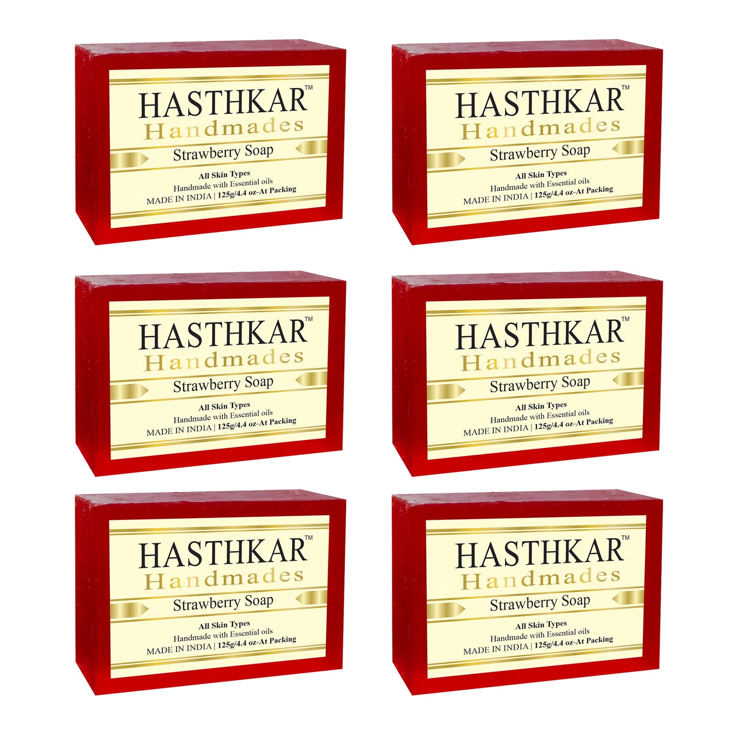 Hasthkar Handmades strawberry bath soap men women pack of 6